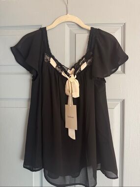 bohme Black Chemise with Cream Satin Tie